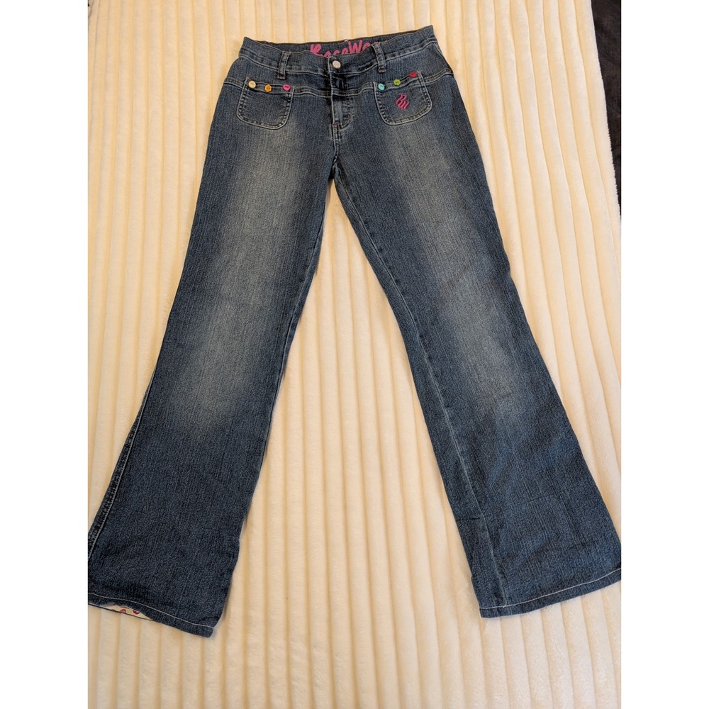 Rocawear Y2K Jeans Girls Size 16 Bootcut Blue Denim Embellished Pockets